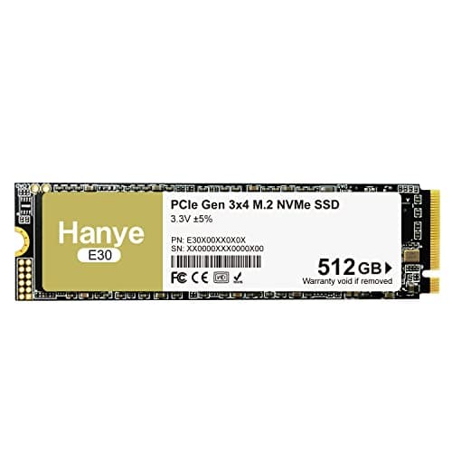 Hanye 512GB 内蔵型SSD 3D TLC NAND PCIe Gen3x4 NVMe M.2 2280 R:3600MB/s E30 正規代理店品メーカー5年保証