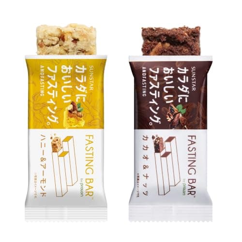 サンスター ファスティングバー グルテンフリー 食物繊維 低カロリー おやつ お菓子 置き換え 2種12本 (カカオ・ハニー)