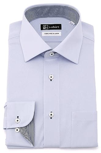 [i-Shirt(アイシャツ)]i-shirt 完全ノーアイロン ストレッチ 速乾 レギュラーフィット 長袖 アイシャツ ワイシャツ メンズ メンズ サックス レギュラーフィット 長袖ワイドカラー チェック M151200016 日本 LL82(首回り43cm×裄丈82cm) (日本サイズ2L相当)