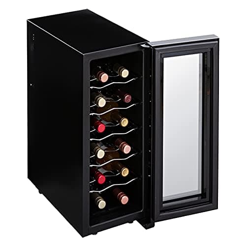 アイリスオーヤマ ワインセラー 12本収納 33L 家庭用 小型 ペルチェ式 静音 ワインクーラー 温度調節 12～18℃ LED庫内灯 ミラーガラス スリム ブラック PWC-331P-B