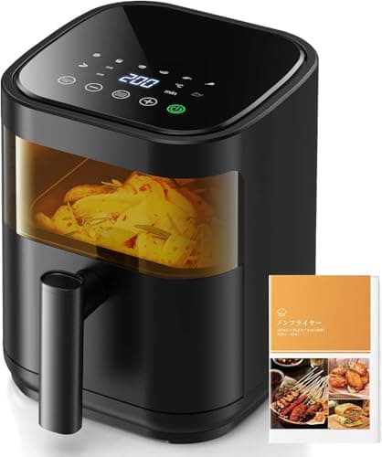 ノンフライヤー 3L 電気フライヤー ノンオイル 揚げ物 惣菜 1~2人用 可視窓 エアフライヤー 時短でヘルシー LEDディスプレイ