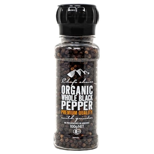 シェフズチョイス オーガニックブラックペッパー 黒胡椒 ミル付き or 粗挽き Organic Black Pepper (ホール 100g)