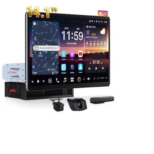 [14.1インチ大画面 ] ATOTOZONE AI Android カーナビ、1DIN＆2DIN対応カーオーディオ、8G+128G、2カメラ同期録画対応・AIビジョン、リモート・ライブビュー 、4G LTE・クラウドSIM、ワイヤレスCarPlay & Android Auto、DSP/7.1.2chサラウンド/光デジタル（S/PDIF）出力、HDMI入力、X10G141E-R3