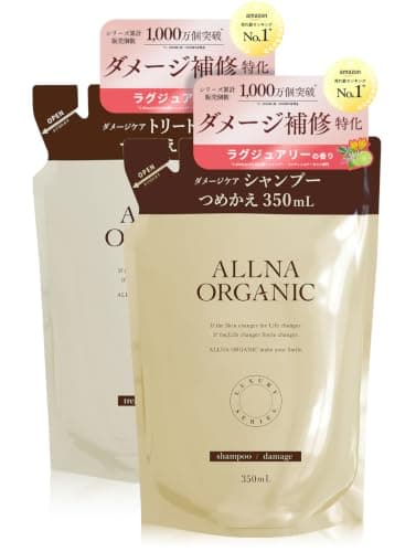 ［香るサラツヤ美髪］オルナ オーガニック シャンプー トリートメント セット ヘアケアギフトセット (ダメージリペア詰替/各350ml/イランイラン)