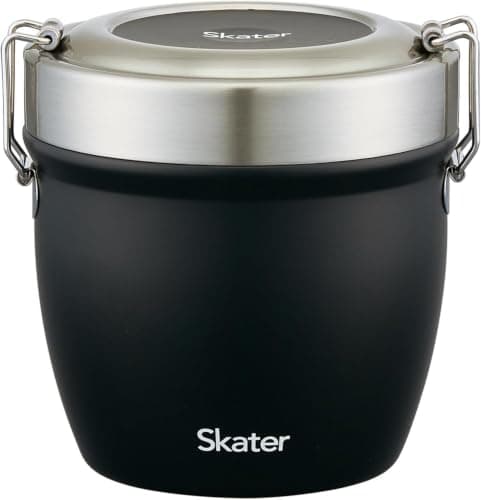 スケーター(Skater) 保温弁当箱 丼型 2段 800ml 大容量 男性 ステンレス ランチジャー 保温保冷 真空断熱構造 ブラック STLBD8AG-A