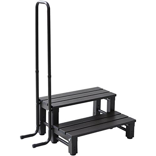 ガーデンマスター(Gardenmaster) 取っ手付きアルミ2段踏み台 幅64.6(取っ手を含む81.5cm)×奥行53×高さ118cm 耐荷重80kg ステップ幅26cm バルコニー ベランダ デッキ 縁台 段差解消 介護 ダークブラウン YM-8002H