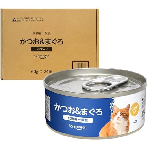 by Amazon キャットフード ウェット 缶詰 成猫用 一般食 かつお＆まぐろ しらす入り 60g×24個