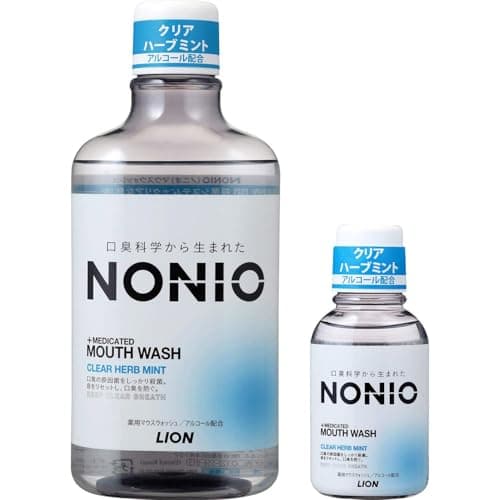 【Amazon.co.jp限定】NONIO(ノニオ) マウスウォッシュ クリアハーブミント 600ml +ミニリンス80ml付き [医薬部外品] 洗口液 口臭原因菌を殺菌 アルコール配合