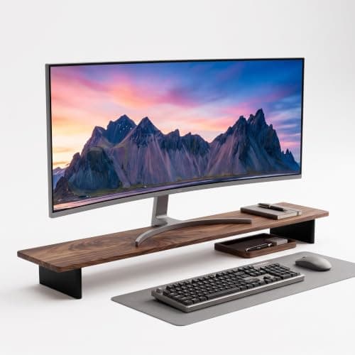 WORLD GADGETS デスクシェルフ 天板裏に埋め込み済みの鋼鉄製プレートにマグネットアクセサリー装着可能 無垢材 ウォルナット ダークウォルナット 114 x 12 x 23cm