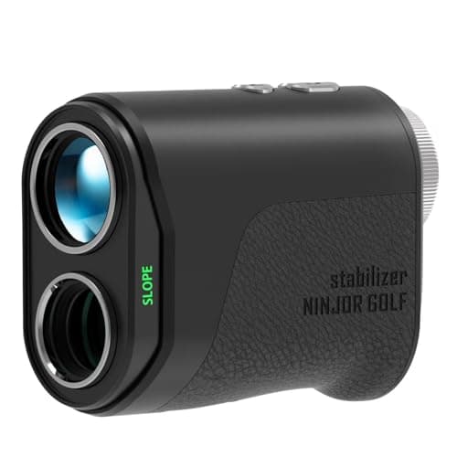 NINJOR GOLF NJ MINI Stabilizer ゴルフ レーザー 距離計 コンパクトサイズ 176ｇ ゴルフ距離測定器 (手振れ補正機能搭載（LCD）, ブラック)