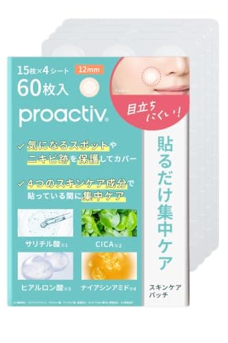 プロアクティブ スキンケアパッチ 60枚 (15枚x4シート入り) [エコパック版] セット 貼るプロアクティブ パック メイク コンシーラー 可能 隠せる cica シカ ヒアルロン酸 ナイアシンアミド 目立ちにくい 剥がれづらい 昼 夜 兼用