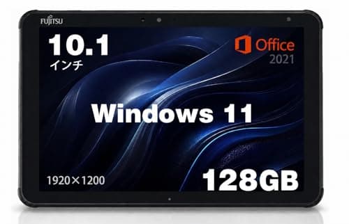 【整備済み品】富士通タブレットPC STYLISTIC Q5010 10.1型, Windows 128GB SSD 1920×1200 IPS液晶, Office2021搭載 約600g軽量設計, 中古タブレットPC Webカメラ/Wi-Fi対応