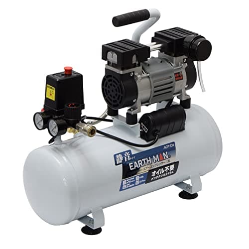 高儀(Takagi) 静音オイルレス エアーコンプレッサー 13L ACP-13B【オイルレスで簡単メンテ】【早いエアー充填】【タイヤ交換、空気入れ、エアブラシなど】EARTH MAN 100V 静音 小型