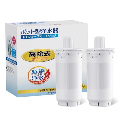 【Somirei】浄水ポット用交換カートリッジ 2個入 東レ PTC.SV2J 互換 PTシリーズ（PTC.SVJ／PTC.SV2J／ PTC.SV3J）対応 JIS S3201 16項目クリア PFOS/PFOA・有機フッ素化合物 16物質除去 [並行輸入品]