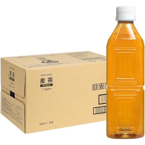 by Amazon 麦茶 ラベルレス 500ml×24本 国内産大麦使用