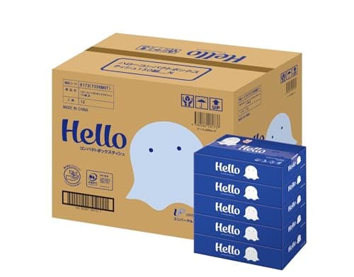 【ケース販売】ハロー コンパクトボックスティシュ 150組(300枚) 5個/パック x 12パック入 8172
