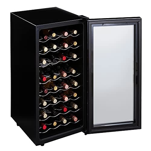 アイリスオーヤマ ワインセラー 32本収納 78L 家庭用 大容量 ペルチェ式 静音 ワインクーラー 温度調節 12～18℃ LED庫内灯 ミラーガラス ワイン保存 ブラック PWC-781P-B