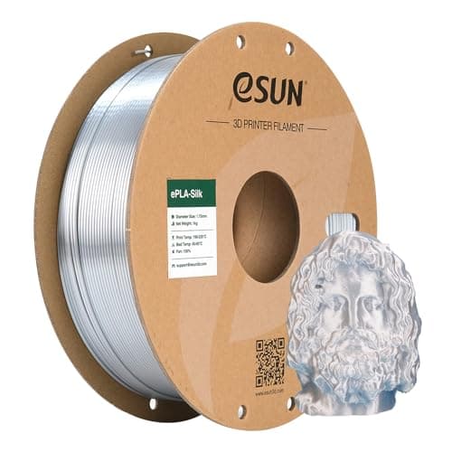 eSUN Silk PLA 3Dプリンターフィラメント シルク PLA 寸法精度+/- 0.05mm、金属の質感 金属色 1.75mm径 3Dプリンター用 正味量1KG (2.2LBS) スプール造形材料PLA材料 (銀)