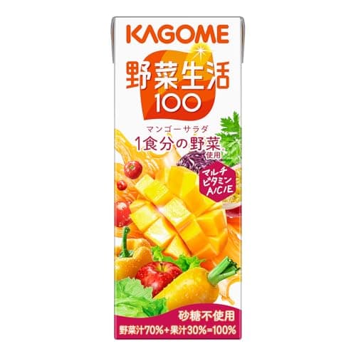 カゴメ 野菜生活100 マンゴーサラダ 200ml×24本 野菜ジュース [砂糖不使用 マルチビタミン 1食分の野菜]