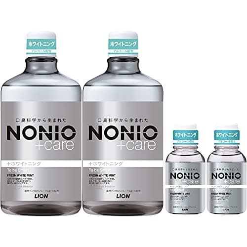【Amazon.co.jp限定】NONIO(ノニオ)プラスホワイトニング デンタルリンス フレッシュホワイトミント [医薬部外品] 1000ml×2個+ミニリンス80ml×2個 液体歯磨き 口臭原因菌を殺菌