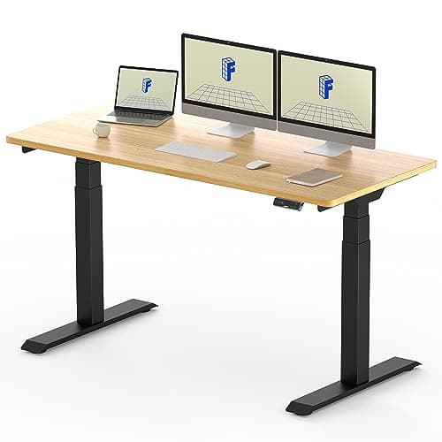 FLEXISPOT スタンディングデスク メーカー5年保証 電動式昇降デスク 高さ調節 パソコンデスク E7セット (フレーム(黒)+天板(メープル), 180×80cm)