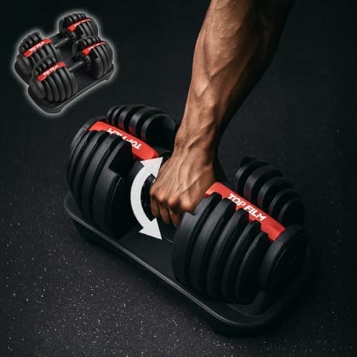 【片手一つで、重量変化。】 TOP FILM ダンベル 可変式 可変式ダンベル 24kg 40kg 2個セット アジャスタブルダンベル 15/17段階 トレーニング フィットネス 筋トレ エクササイズ 鉄アレイ ダンベルセット ウエイト 自宅 筋トレグッズ 【信頼と、実績。】 (24kg×2個【BLACK × RED】)