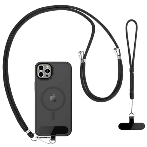 [CACOE] スマホストラップ 首掛け 手首 セット 携帯ストラップ 軽量 長さ調節可能 パッチTPU製2枚入り スマホ首掛け 斜め掛け ブラック