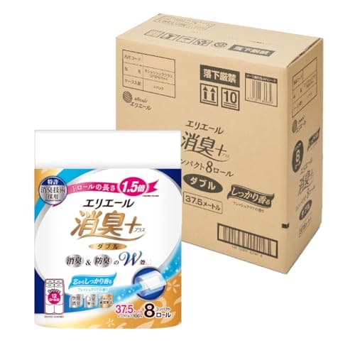 エリエール トイレットペーパー 消臭プラス(+) 1.5倍巻き 37.5m×32ロール(8ロール×4パック) ダブル パルプ100% しっかり香るフレッシュクリアの香り 【EC限定 正規段ケース】 【ハーフケース】