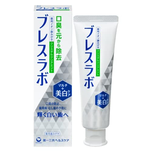 ブレスラボ マルチ+美白ケア 薬用 歯磨き粉 [ 2大口臭を原因から除去 ] クリスタルクリアミント 90g CPC配合 むし歯 歯周病予防【医薬部外品】