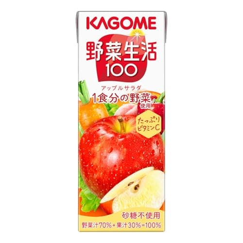 野菜生活 カゴメ 野菜生活100 アップルサラダ 200ml紙パック×24本( 砂糖不使用 ビタミンC)