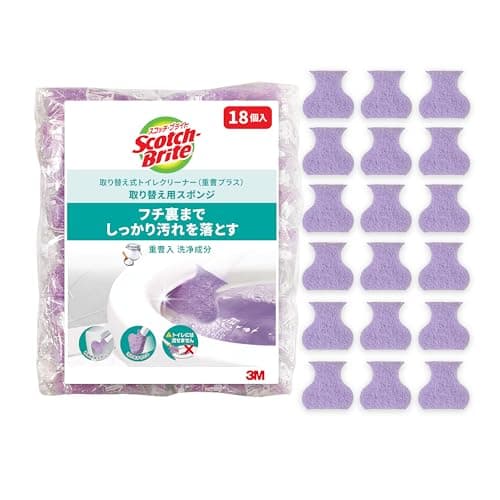 【Amazon.co.jp限定】 3M スコッチブライト トイレ掃除 トイレブラシ 重曹入り 使い捨て スポンジ 洗剤付 取替18個