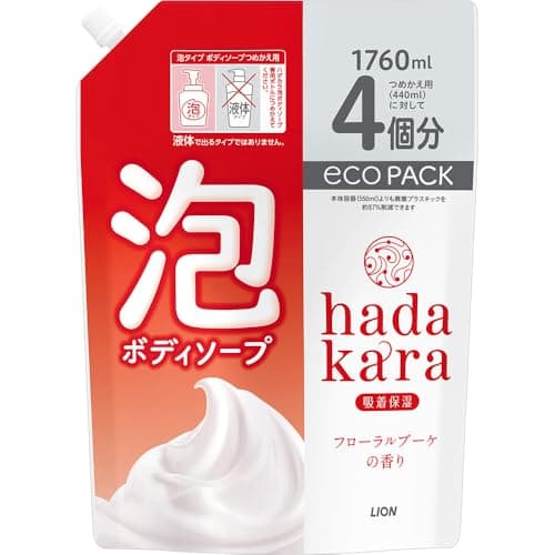 hadakara(ハダカラ) ボディーソープ 泡タイプ フローラルブーケの香り 詰め替え 大容量 1760ml 保湿 増える濃密泡