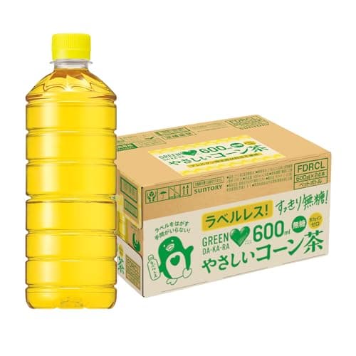 GREEN DA・KA・RA(グリーンダカラ) サントリー やさしいコーン茶 ラベルレス お茶 ノンカフェイン 600ml×24本