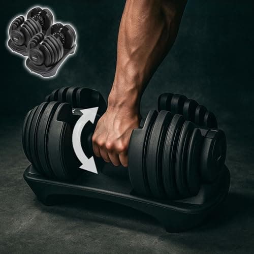 【片手一つで、重量変化。】 TOP FILM ダンベル 可変式 可変式ダンベル 24kg 40kg 2個セット アジャスタブルダンベル 15/17段階 トレーニング フィットネス 筋トレ エクササイズ 鉄アレイ ダンベルセット ウエイト 自宅 筋トレグッズ 【信頼と、実績。】 (24kg×2個【ALL BLACK】)