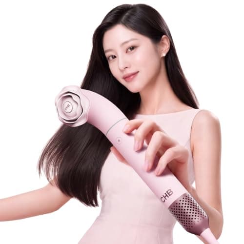 CHB Rose Nano ドライヤー 大風量 275g超軽量 ヘアドライヤー 速乾 ローズ形状 人間工学に基づくカーブ設計 11万回転 2億マイナスイオン 温冷リズム・チャイルドモード ワンタッチクリーニング 3段階風量 4段階温度 自動お掃除スマート 家庭用 旅行用 出張 コンパクト LEDライト付きギフト プレゼント 誕生日 サクラピンク