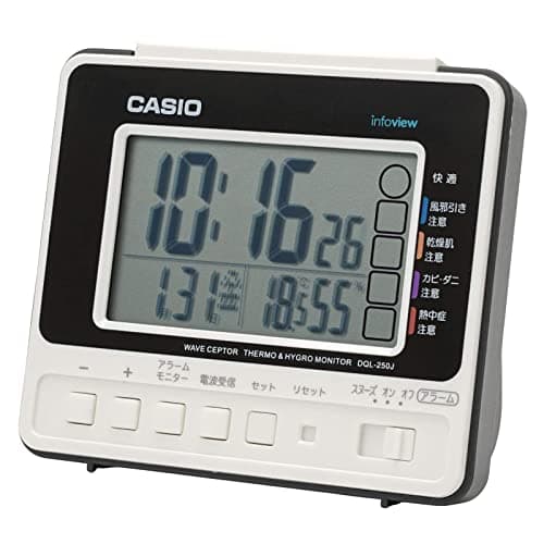 CASIO(カシオ) 目覚まし時計 電波時計 置き時計 ホワイト 白 デジタル スヌーズ ライト DQL-250J-7JF