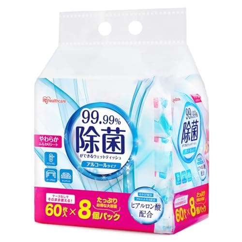 アイリスオーヤマ(IRIS OHYAMA) 除菌ができるウェットティッシュ アルコールタイプ 480枚(60枚入×8) WTS-60A8P