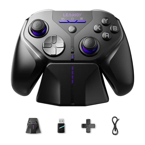 Leadjoy Xeno Plus ゲームコントローラー 有線/2.4G/Bluetoothマルチモード接続 TMRスティック搭載 1000Hz ポーリングレー ホール＆マイクロスイッチデュアルトリガー 8 マイクロスイッチ スマート充電ドック付き 4個の背面カスタムボタン Switch 1/2/PC/Android/iOS対応