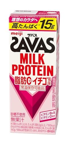 SAVAS(ザバス) MILK PROTEIN 脂肪0 イチゴ風味 200ml×24 明治 ミルクプロテイン