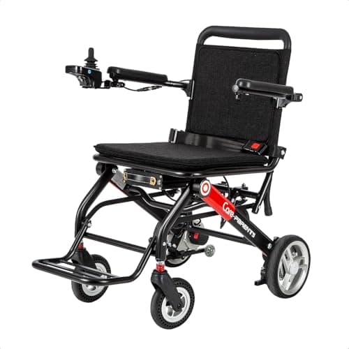 Care-Parents 電動車椅子 軽量 折りたたみ 14kg コンパクト アルミ合金 電磁ブレーキ リチウムバッテリー 走行距離20km 組み立て不要 介護用 高齢者 旅行 免許不要 LEDライト付き 電動 車いす (CP-0020)