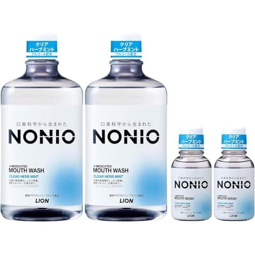 【Amazon.co.jp限定】NONIO(ノニオ) [医薬部外品] マウスウォッシュ クリアハーブミント 1000ml×2個+ミニリンス80ml×2個 洗口液 アルコール配合 口臭原因菌を殺菌