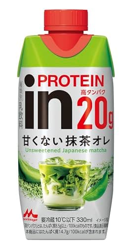 [冷蔵] 森永乳業 inPROTEIN(インプロテイン) 甘くない抹茶オレ 1ケース （12本) | ドリンク プロテインドリンク 飲み物 タンパク質 甘味料不使用【クール便】