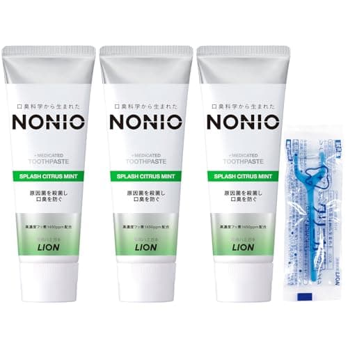 【Amazon.co.jp限定】NONIO(ノニオ) [医薬部外品] ハミガキ スプラッシュシトラスミント 130g×3個+フロス付き 歯磨き粉 口臭原因菌を殺菌 虫歯