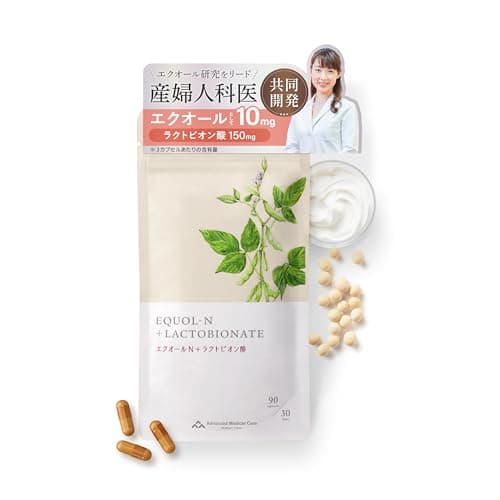 エクオール N + ラクトビオン酸 (90粒 約1ヶ月分) サプリメント エクオール10mg ラクトビオン酸150mg 配合 大豆イソフラボン
