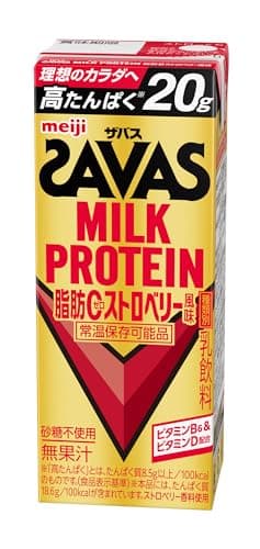 SAVAS(ザバス) MILK PROTEIN 脂肪0 ストロベリー風味 200ml×24本 たんぱく20g 明治 ミル