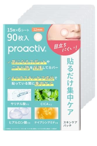 【透明タイプで目立ちづらい】プロアクティブ スキンケアパッチ 90枚 (15枚x6シート入り) [エコパック版] セット 貼るプロアクティブ パック メイク コンシーラー 可能 隠せる cica シカ ヒアルロン酸 ナイアシンアミド 目立ちにくい 剥がれづらい 昼 夜 兼用