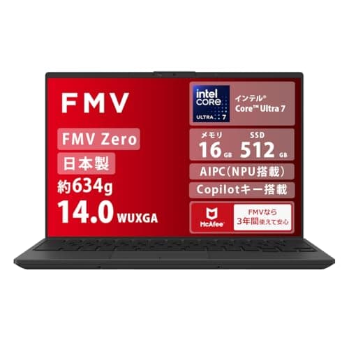 FMV 日本製 3年保証 634g WU5-K3 (AIPC/14型/Core Ultra 7/16GB/SSD512GB)