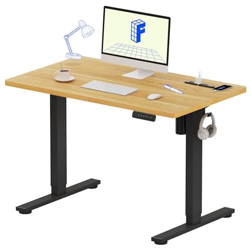 FlexiSpot 電動昇降デスク EF1Pro USB＆コンセント付き フック メモリ機能 耐荷重60kg 5年保証 100*60cm 黒+メープル