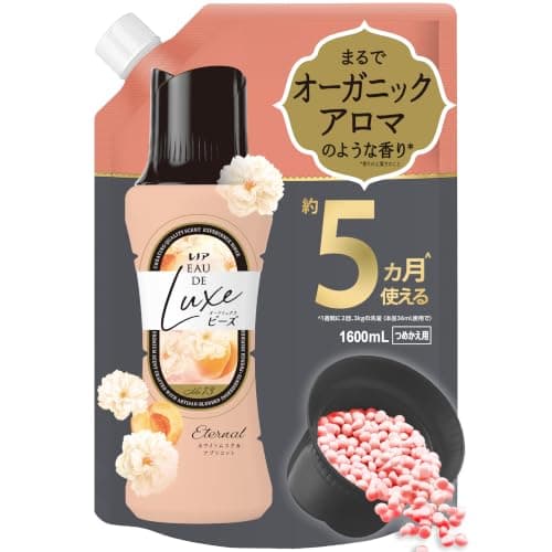 レノア【最高級の香りビーズ】オードリュクス 奥深い香りがさらに長続き Eternal ホワイトムスク&アプリコットの香り 詰め替え 1600mL