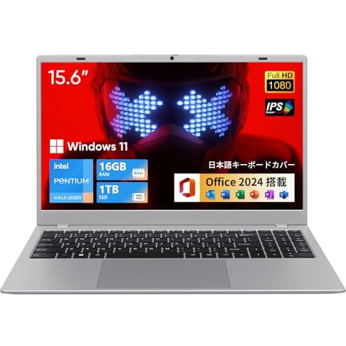 UOWAMOU ノートパソコン 15.6インチ 1920×1080 IPS液晶スクリーン 搭載 Intelペンティアムゴールド 6500Y プロセッサー 16GB メモリ＋1TB SSD 薄型ボディ設計 Windows11 搭載 静音構造 USB3.2×2/USB2.0×1/Type-C/WIFI5+BT5.0 対応/デジタルキーボード 日本語キーボード Office2024 シルバー
